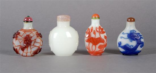 Appraisal: A Group of Four Glass Snuff Bottles Height of tallest