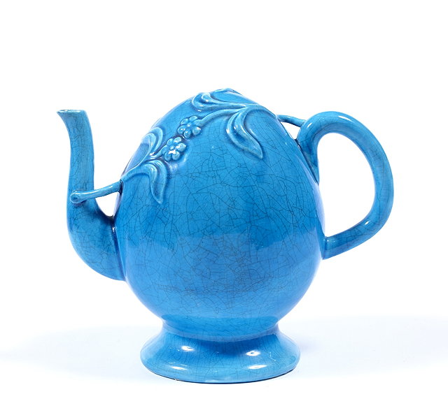 Appraisal: A Minton turquoise majolica Cadogan teapot th Century cm