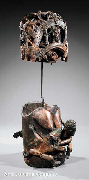 Appraisal: An Important Yoruba Carved and Painted Wood Gelede Helmut and