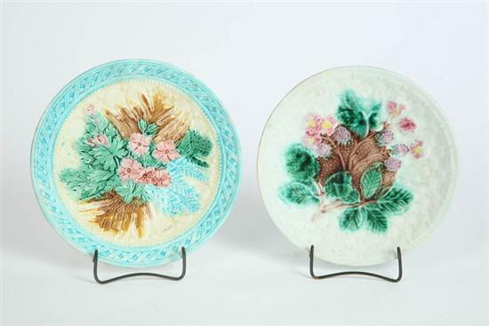 Appraisal: TWO MAJOLICA PLATES Unattributed Circular plates with floral and foliate