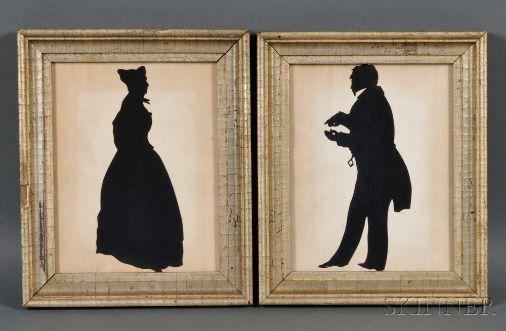 Appraisal: Pair of Framed Silhouettes of a Man and Woman America