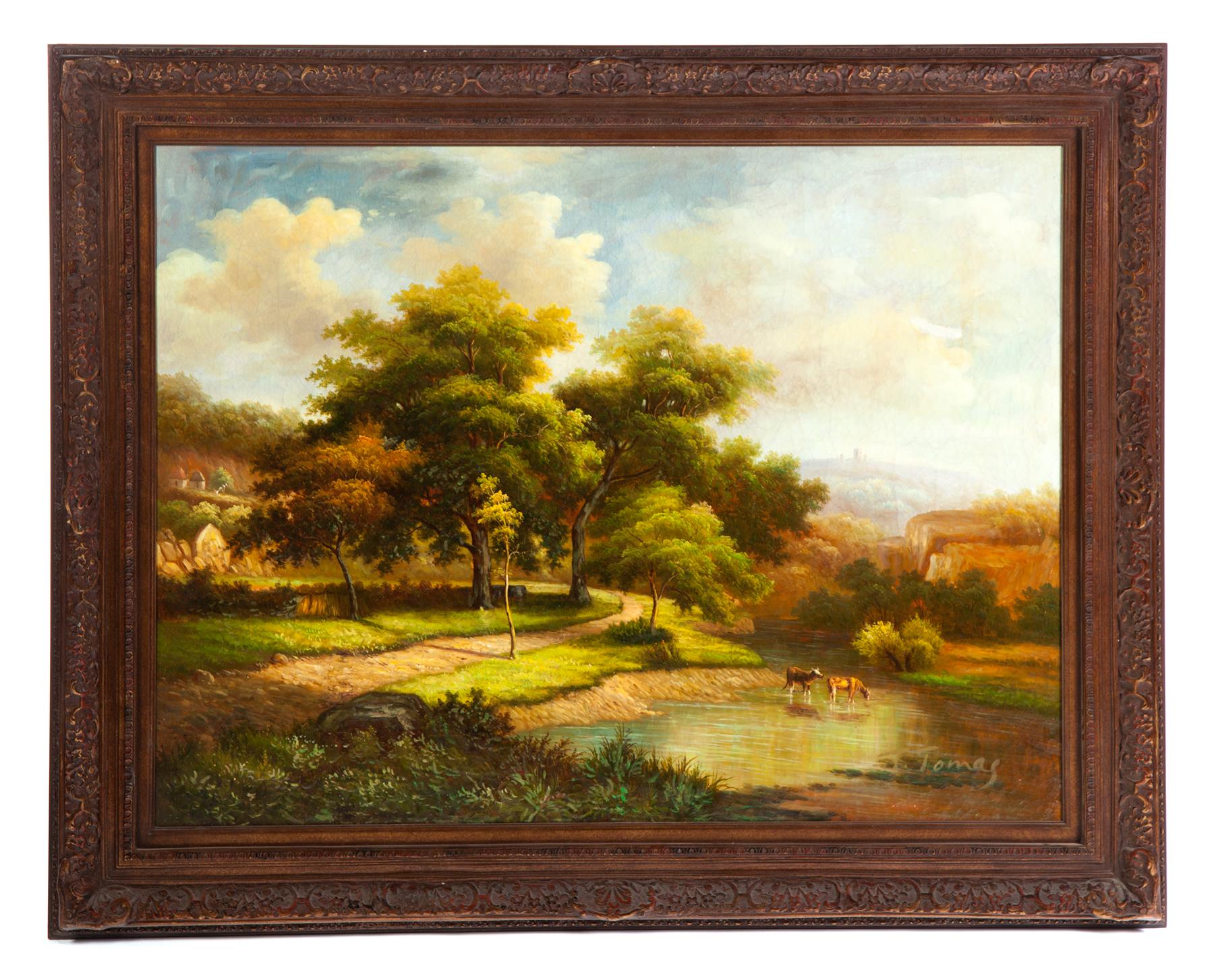 Appraisal: CONTEMPORARY PASTORAL LANDSCAPE SIGNED T TOMAS LATE TH CENTURY Oil