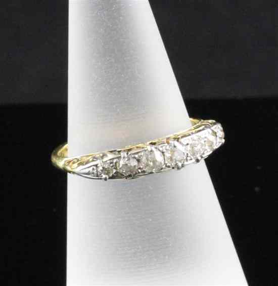 Appraisal: An ct gold seven stone diamond ring Size O Estimate