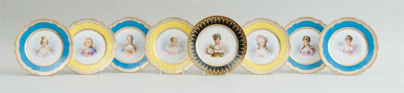 Appraisal: SET OF EIGHT S VRES PORCELAIN HAND-COLORED CABINET PLATES Marked