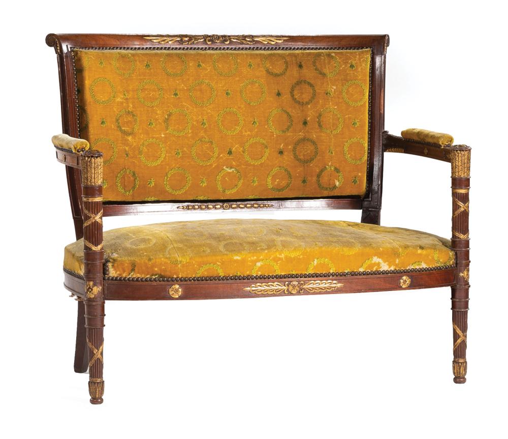 Appraisal: Nine-Piece French Empire Carved Mahogany and Gilt Salon Suite early-to-mid