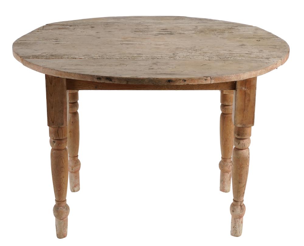 Appraisal: RUSTIC PINE DROP-LEAF TABLECondition insect holes inches wide inches high