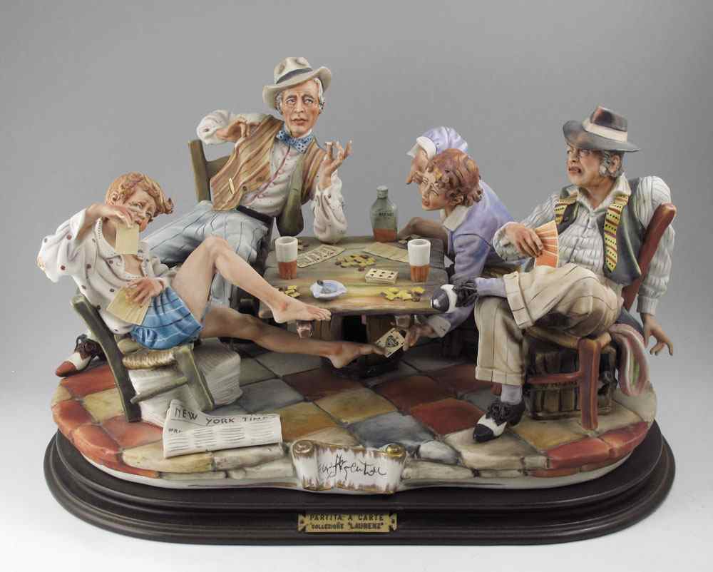 Appraisal: LAURENZ CAPODIMONTE FIGURAL GROUPING PARTITA A CARTE ''The Card Game''