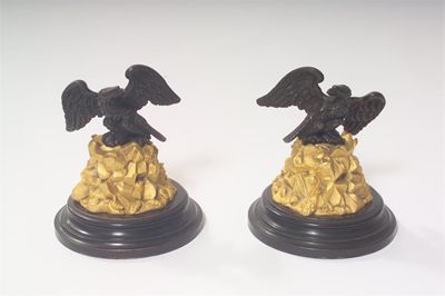 Appraisal: A pair of th century bronze models of eagles on