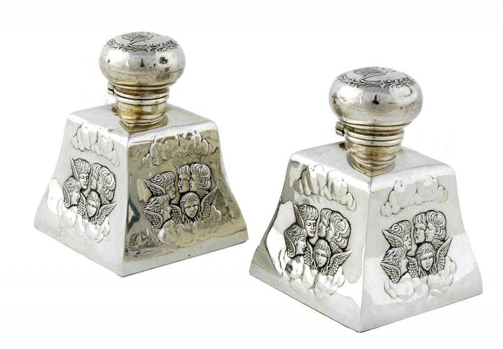 Appraisal: A PAIR OF EDWARD VII SCENT BOTTLES of flared square