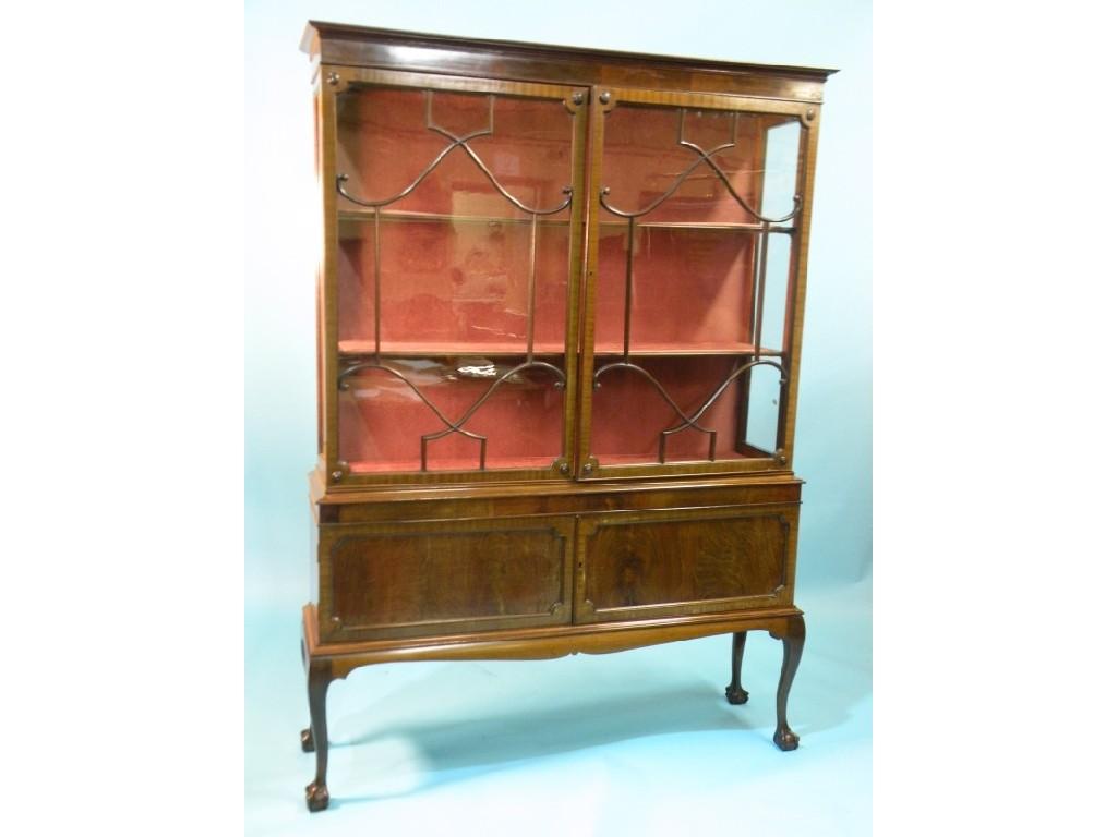 Appraisal: An Edwardian mahogany display cabinet the top with two astral