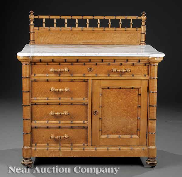 Appraisal: An American Aesthetic Faux Bamboo Maple Washstand late th c