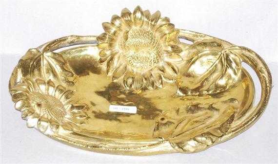 Appraisal: MARIONNET ALBERT - PRESENTATION DISH Bronze with gold patina Signed