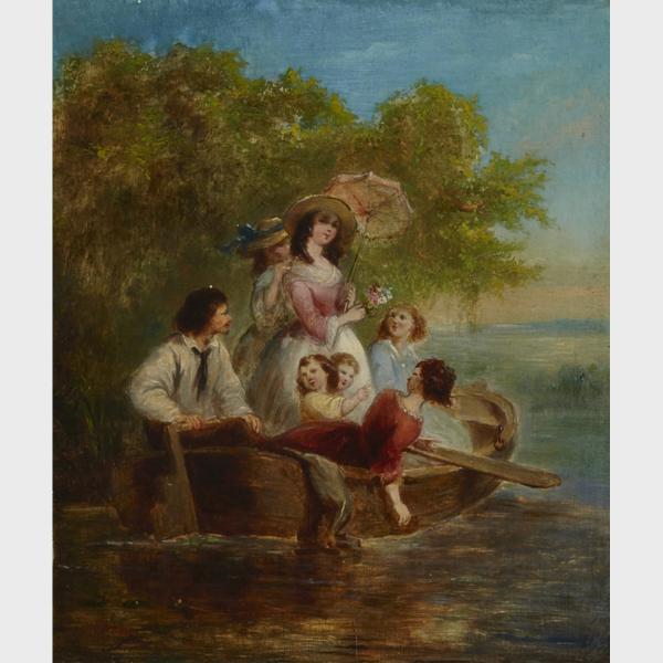 Appraisal: Manner of George Henry Andrews - BOATING PARTY British Oil