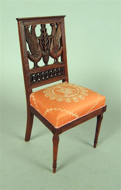 Appraisal: Miniature Empire mahogany side chair The square back carved with