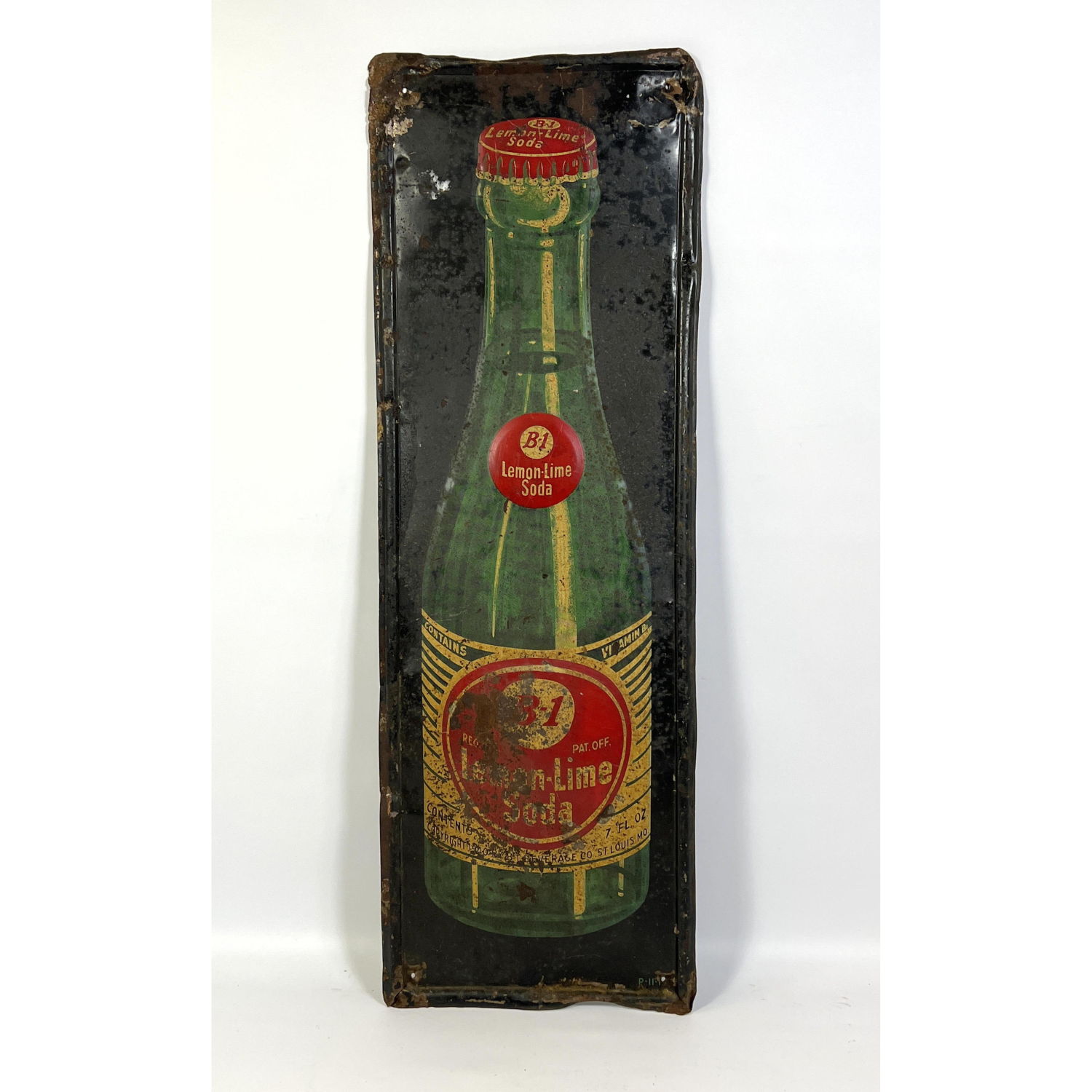 Appraisal: B- Lemon Lime Soda Metal Advertising Sign Dimensions H inches