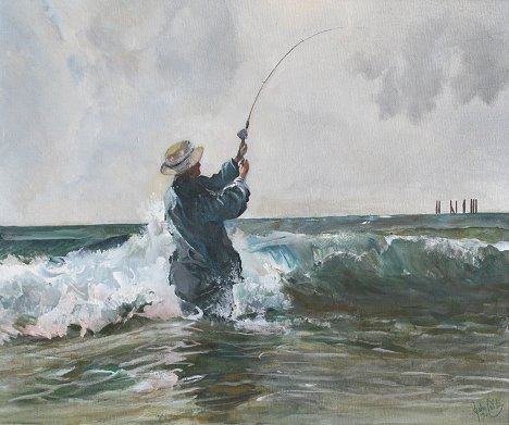 Appraisal: COBB John American th C Surf Fishing OIL C ''