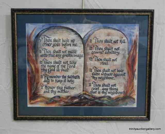 Appraisal: Ten Commandments Water Color PrintThis is for a Pat Young