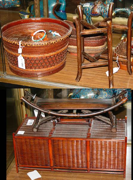 Appraisal: Property from Various Owners Including six trays one bamboo bowl