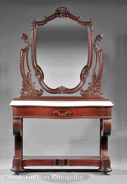 Appraisal: A Fine American Rococo Carved Rosewood Dressing Table mid- th