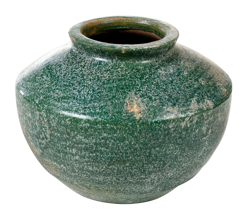 Appraisal: An Early Chinese Green Glazed Terracotta Jar probably Hand dynasty