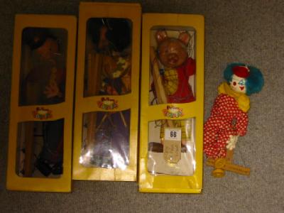 Appraisal: Pelham Puppets Fritzi Drummer Rupert all with yellow boxes and