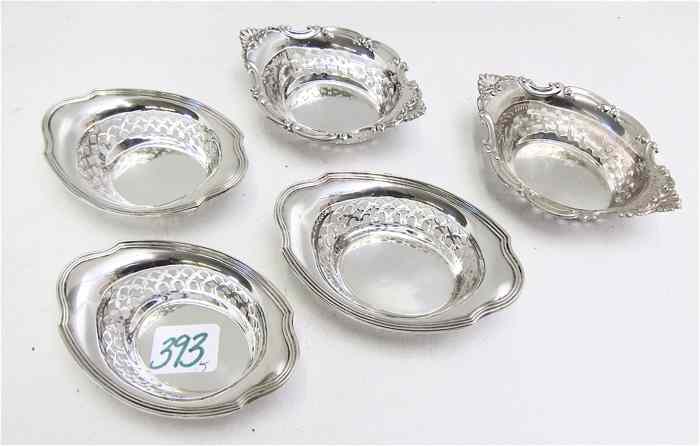 Appraisal: FIVE AMERICAN STERLING SILVER NUT BOWL two sets Gorham pattern