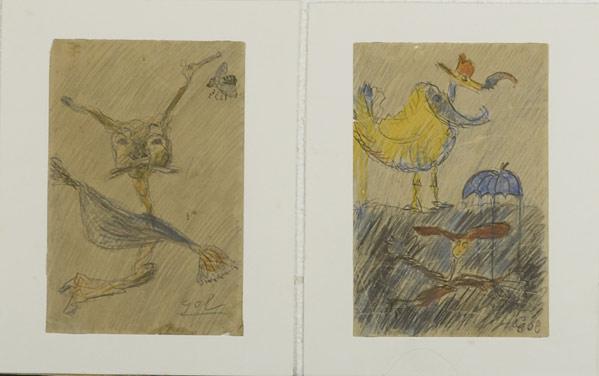 Appraisal: TWO WORKS ON PAPER SIGNED GOL Provenance Private Collection San