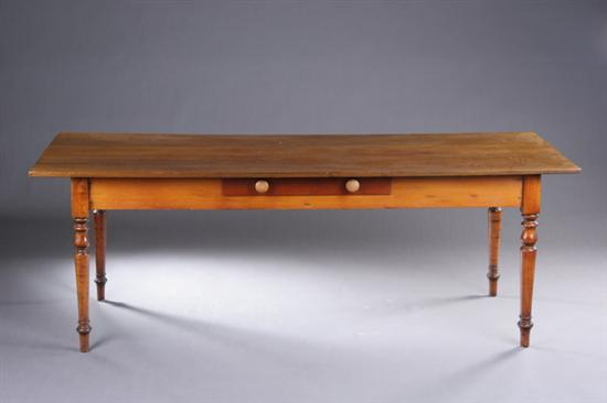 Appraisal: AMERICAN COUNTRY MIXED WOOD LONG TABLE th century Plank-board rectangular