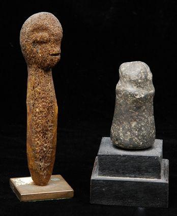 Appraisal: Bone Figure together with a Stone Pestle