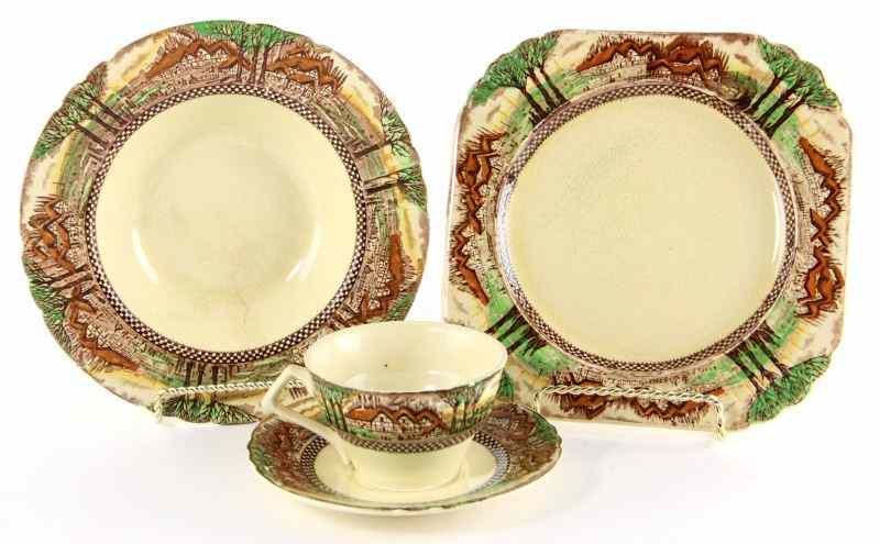 Appraisal: English Luncheon Set circa pieces including square form tea plates