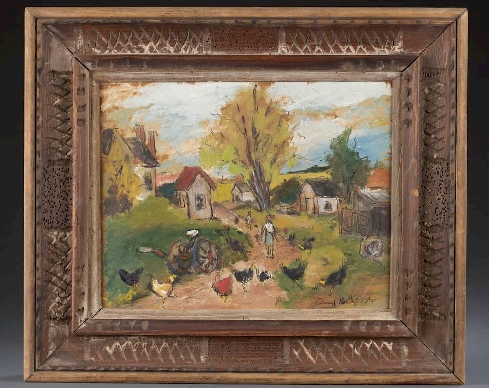 Appraisal: Edward Rosenfeld country road with chickens o b Rosenfeld Edward