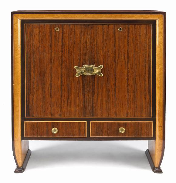 Appraisal: An Art Deco bar cabinet s rosewood and maple with