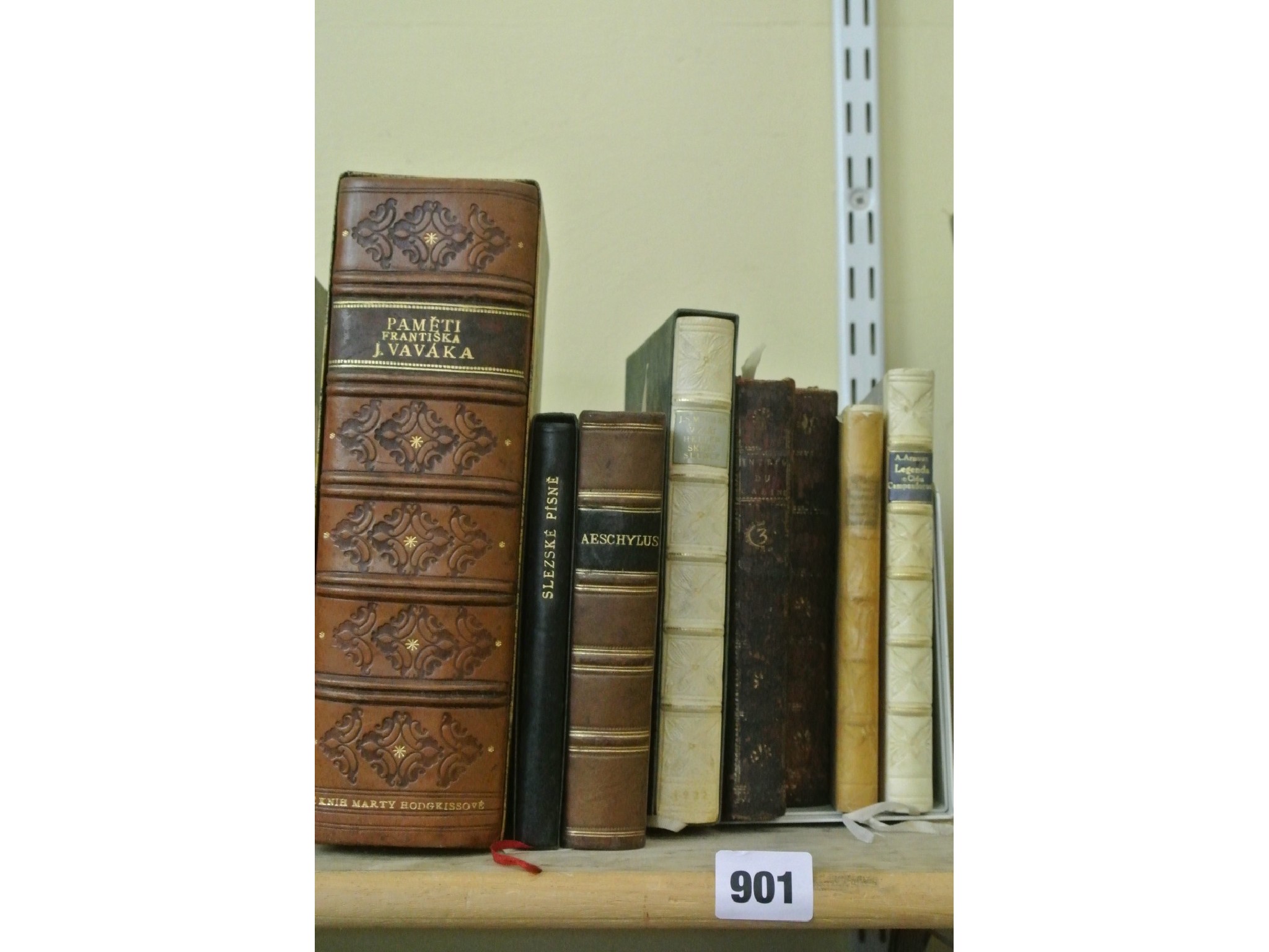 Appraisal: A small collection of mainly leather bound foreign language books