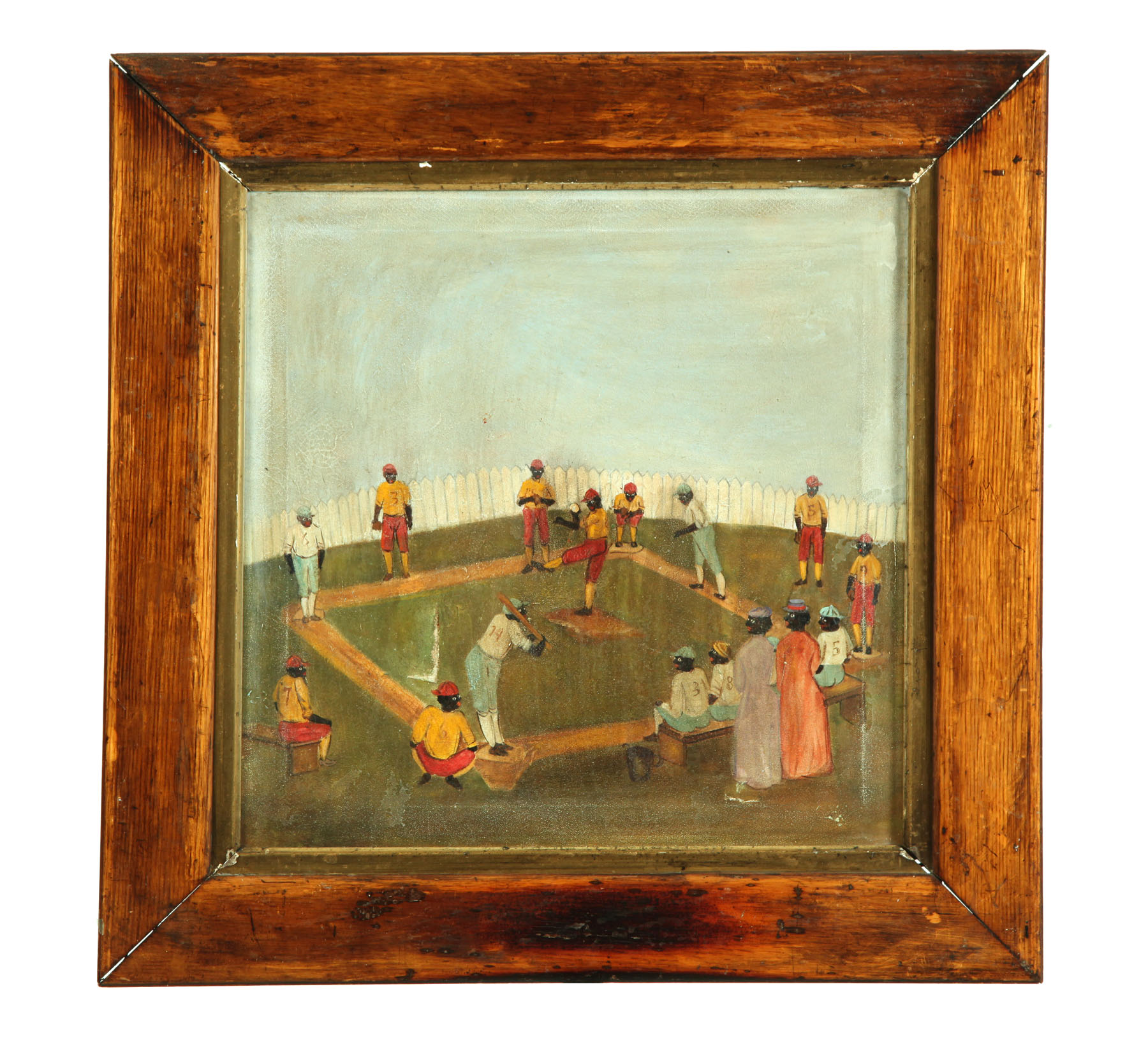 Appraisal: AFRICAN-AMERICAN BASEBALL GAME AMERICAN LATE TH-EARLY TH CENTURY Oil on