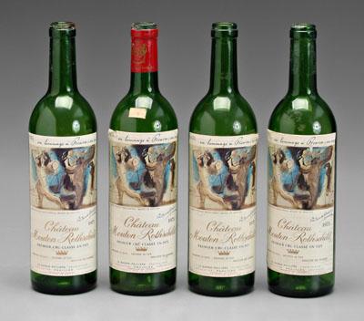 Appraisal: Four Rothschild wine bottles four empty bottles Chateau Mouton Rothschild