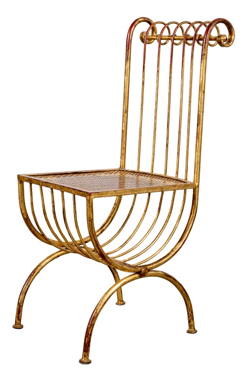 Appraisal: MATHIEU MATEGOT STYLE GILT METAL GARDEN CHAIR Mathieu Mategot style