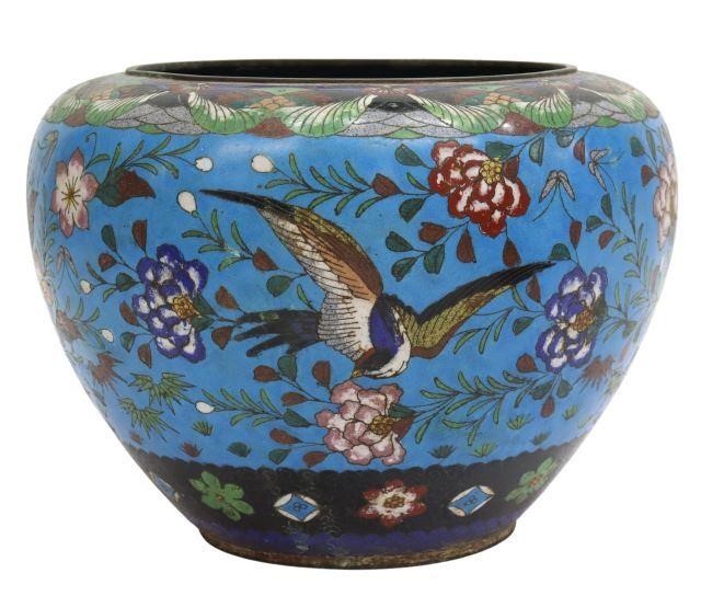 Appraisal: Chinese cloisonne enameled planter late th c having raised metal