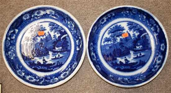 Appraisal: Pair of English blue transferware ironstone serving bowls Estimate -