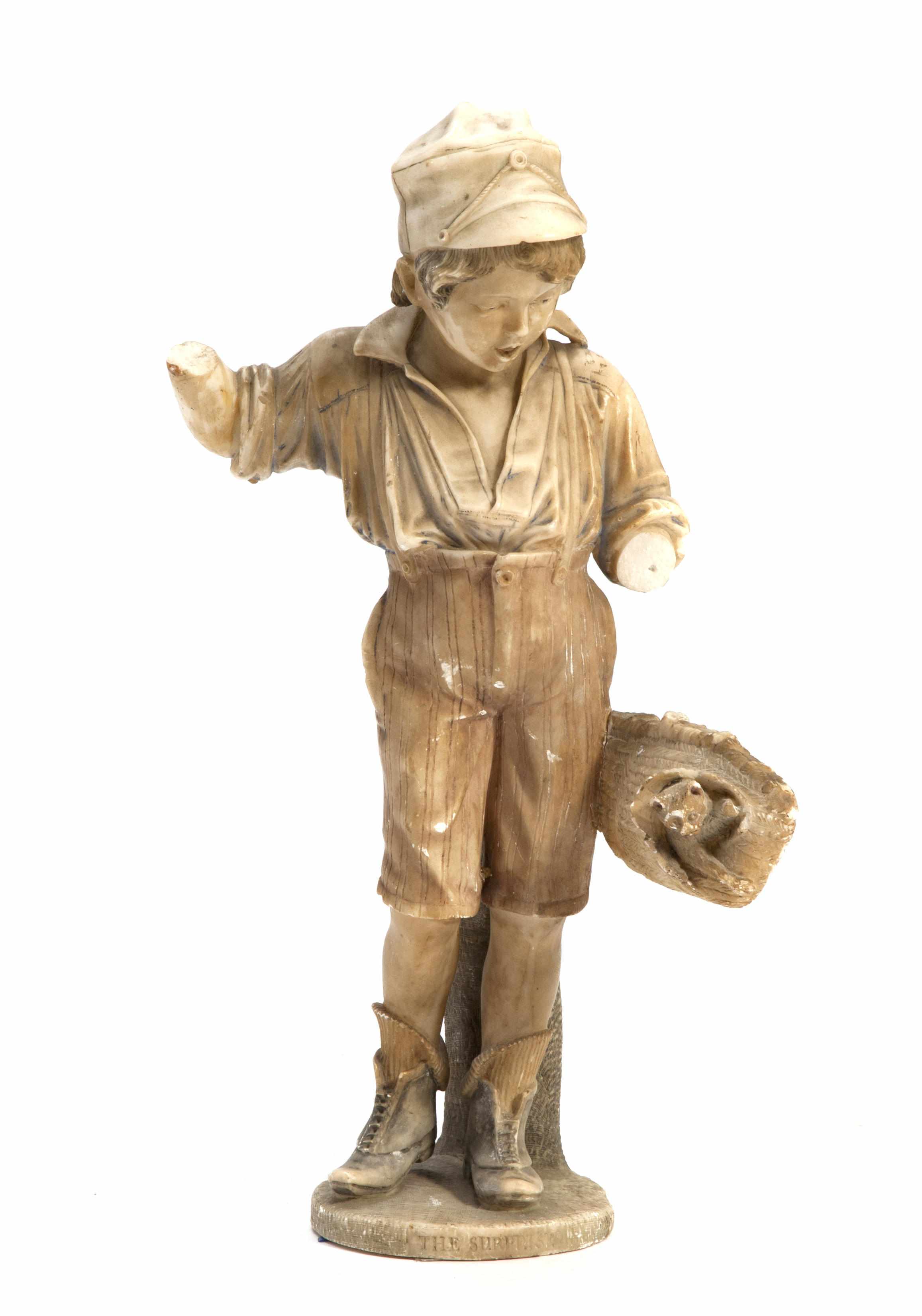 Appraisal: An Italian carved marble figure of a young boy The