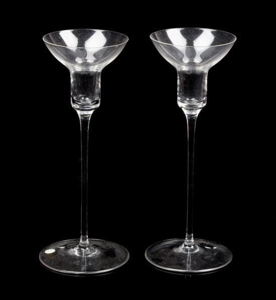 Appraisal: Sale Lot A Pair of Blown Glass Candleholders retailed by