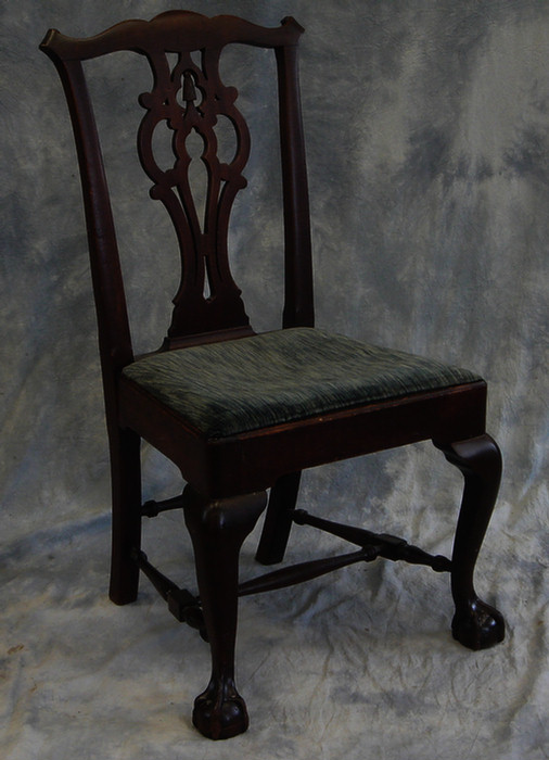 Appraisal: Carved mahogany Chippendale style side chair th th c h