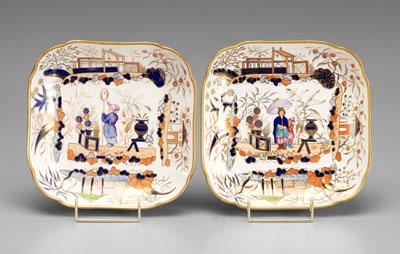 Appraisal: Pair English ironstone shallow bowls Asian scenes in the Imari