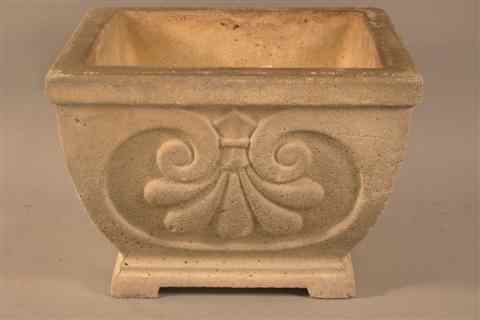 Appraisal: SMALL CAST STONE PLANTER of square shape with rounded sides