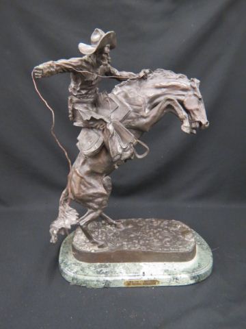 Appraisal: Frederic Remington Bronze Bronzo Buster green marble base tall a