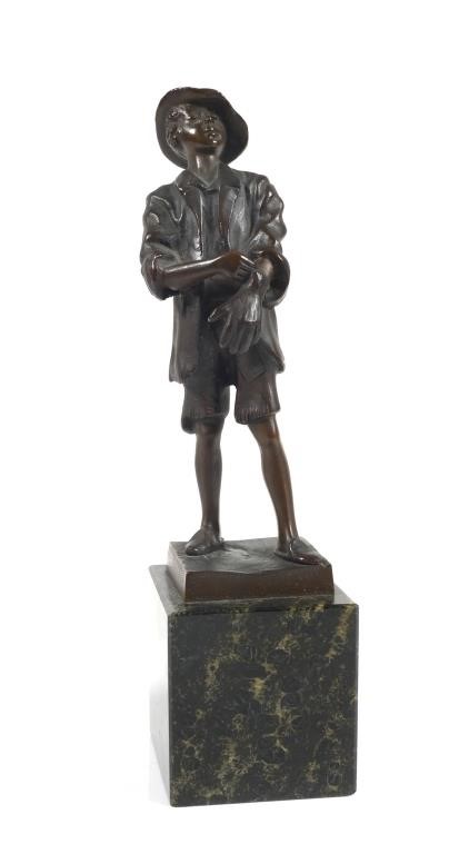 Appraisal: Beck Ernst - Bronze figure of a boy putting on