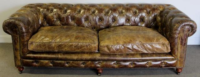 Appraisal: Large Vintage Chesterfield Sofa Unmarked From a Manhattan NY estate