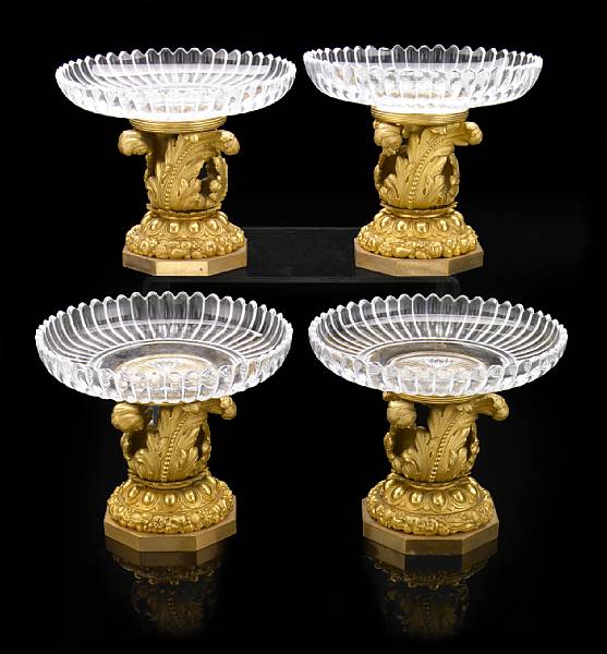 Appraisal: A set of four Napoleon III gilt bronze and glass