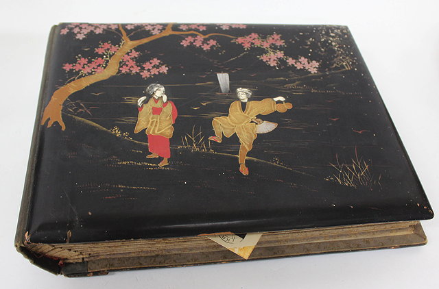 Appraisal: AN EARLY TH CENTURY BLACK LACQUERED AND BONE INLAID JAPANESE