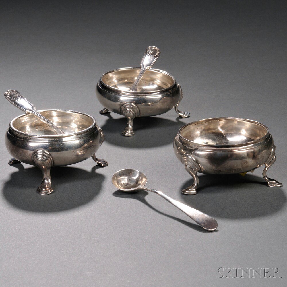 Appraisal: Three George III Sterling Silver Salts London probably - maker's