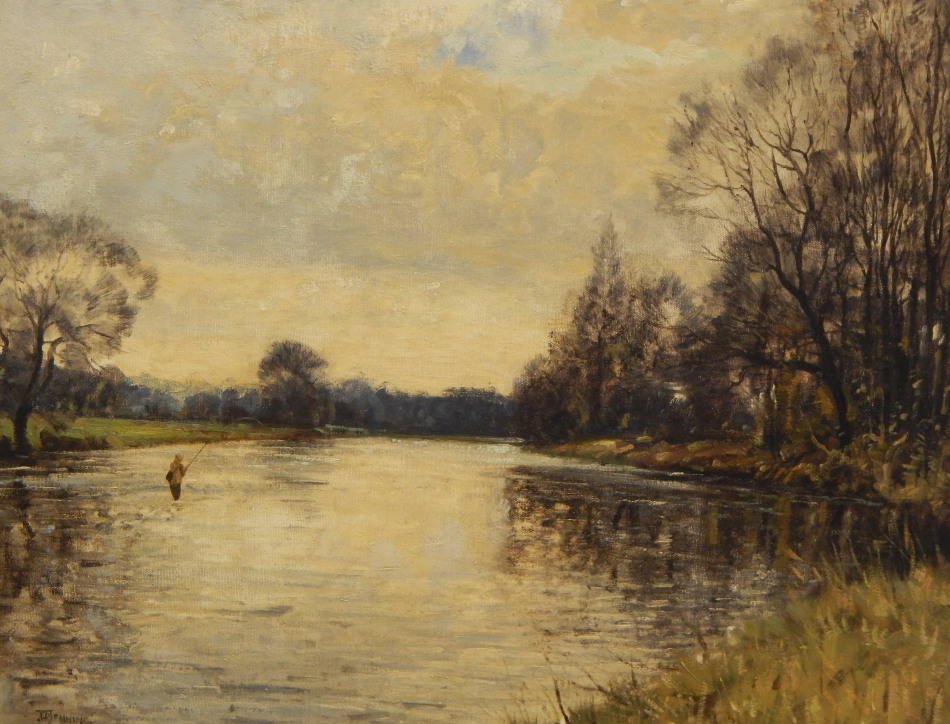 Appraisal: William Robin Jennings - Fishing on the River Severn oil